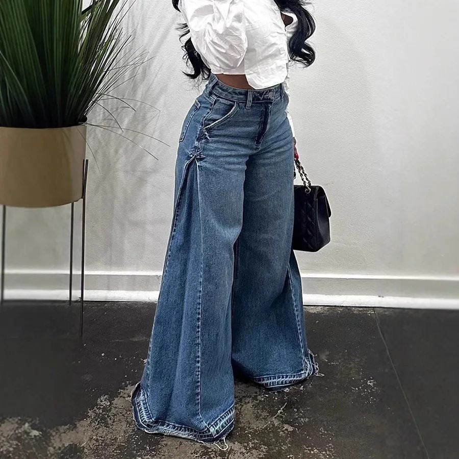 Wide-Leg Godet Jeans
