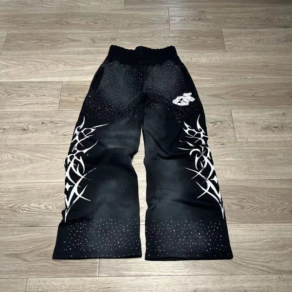Black and white graphic sweatpants