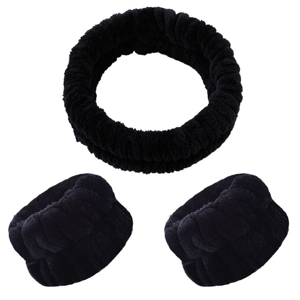 Black Waterproof wristbands and hair band