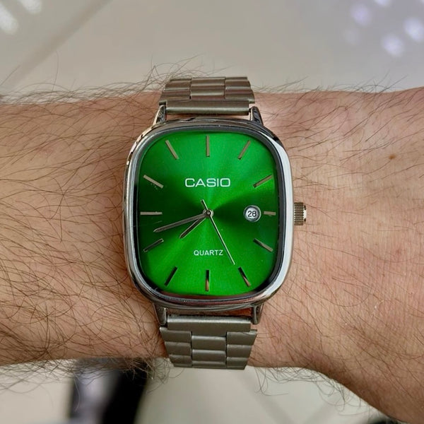 Green & Silver Casio watch