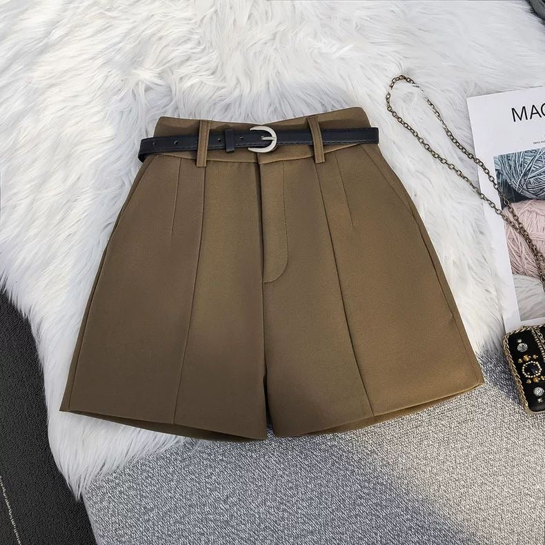 Brown A-Line Tailored Shorts