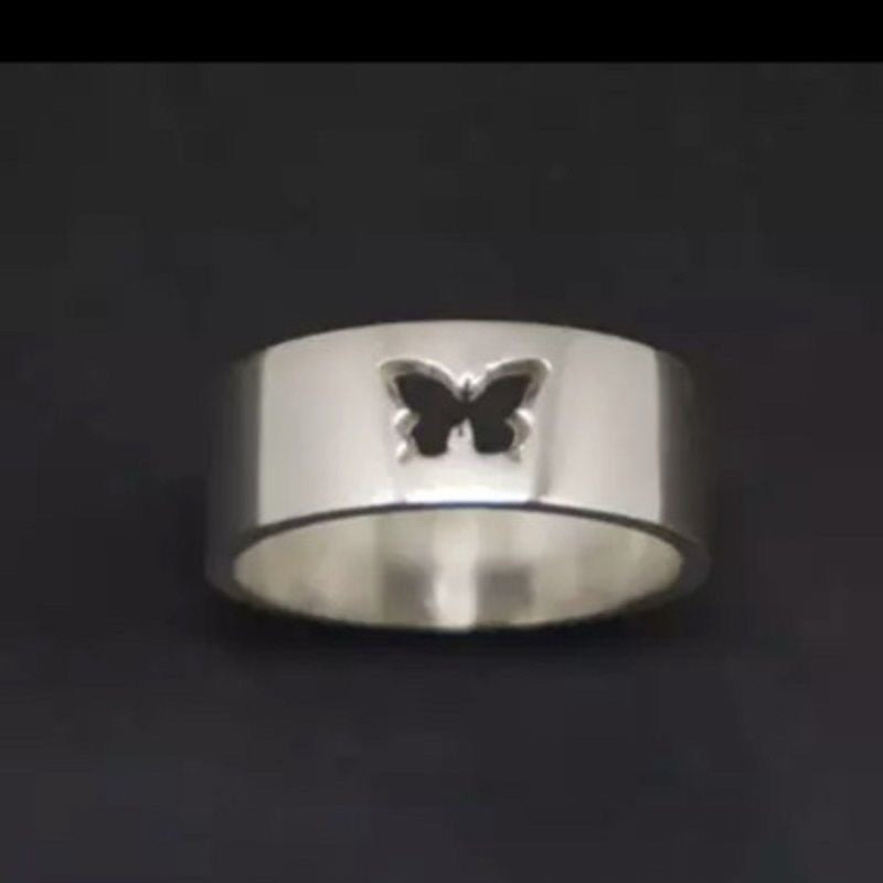 Silver Butterfly Band Ring
