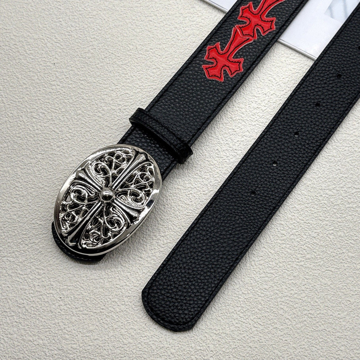 Chrome Cross Leather Belt