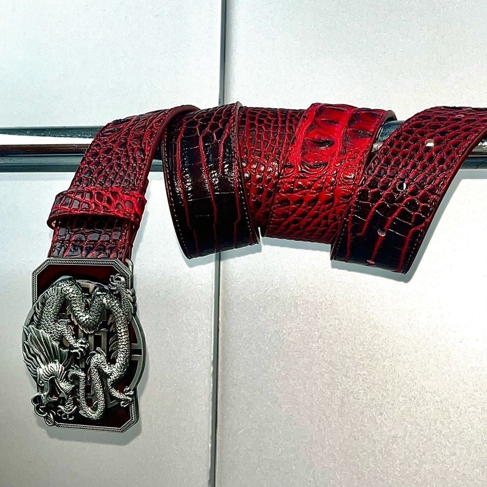 Red and black dragon subculture belt
