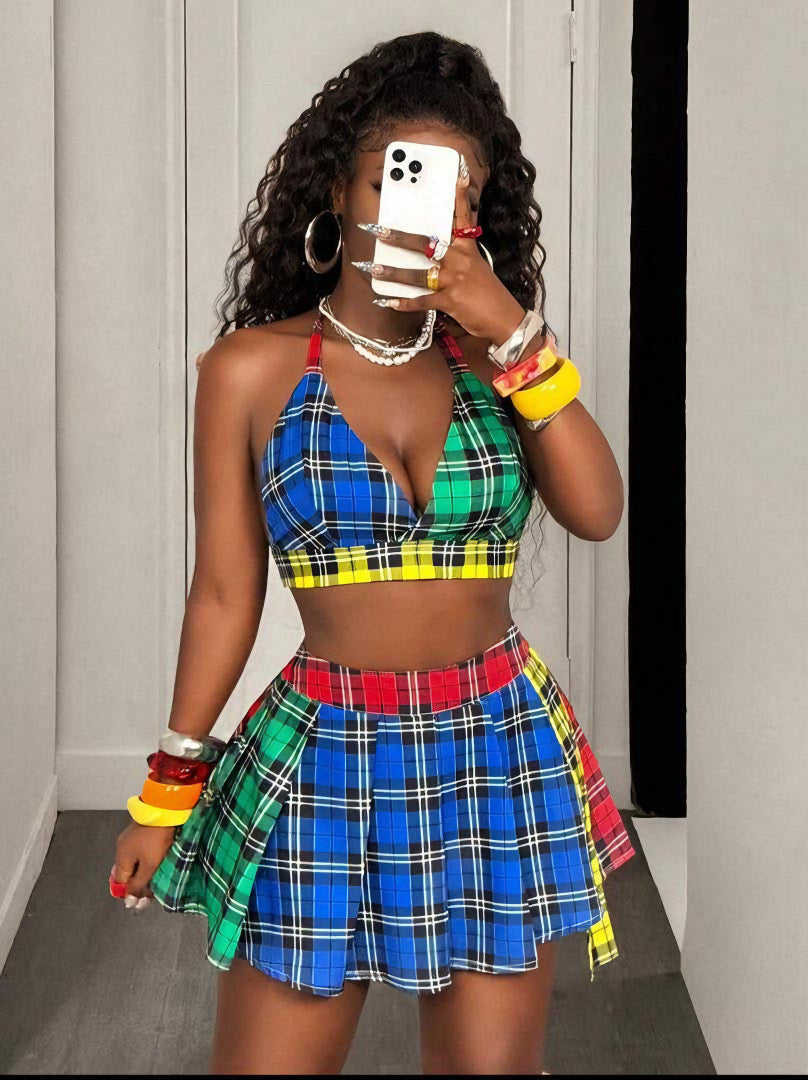 Colorful check 2 piece