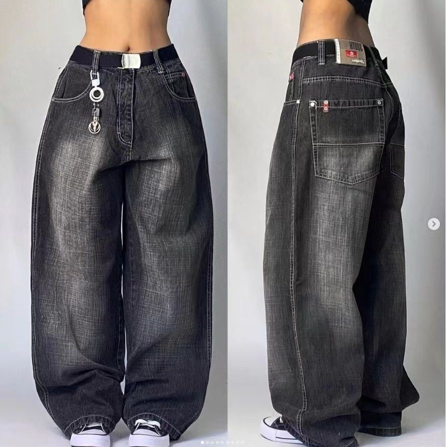 Oversized Washed Black Jeans