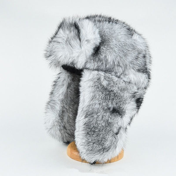 Black and White Faux Fur Trapper Hat