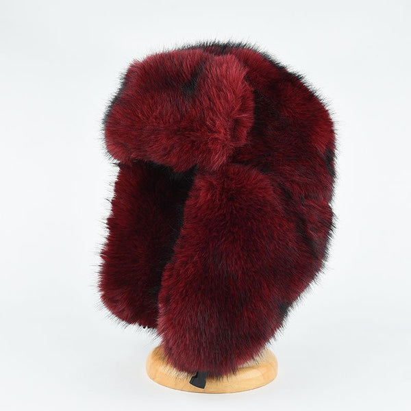 Burgundy Faux Fur Trapper Hat