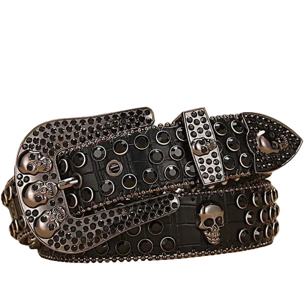 Snakeskin rhinestone black belt