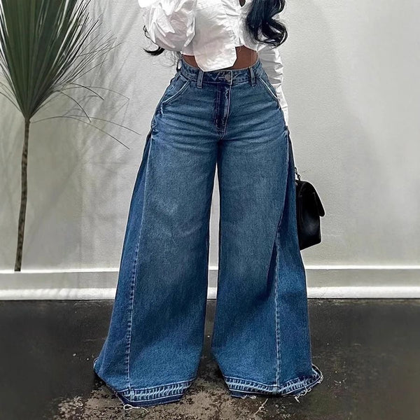 Wide-Leg Godet Jeans