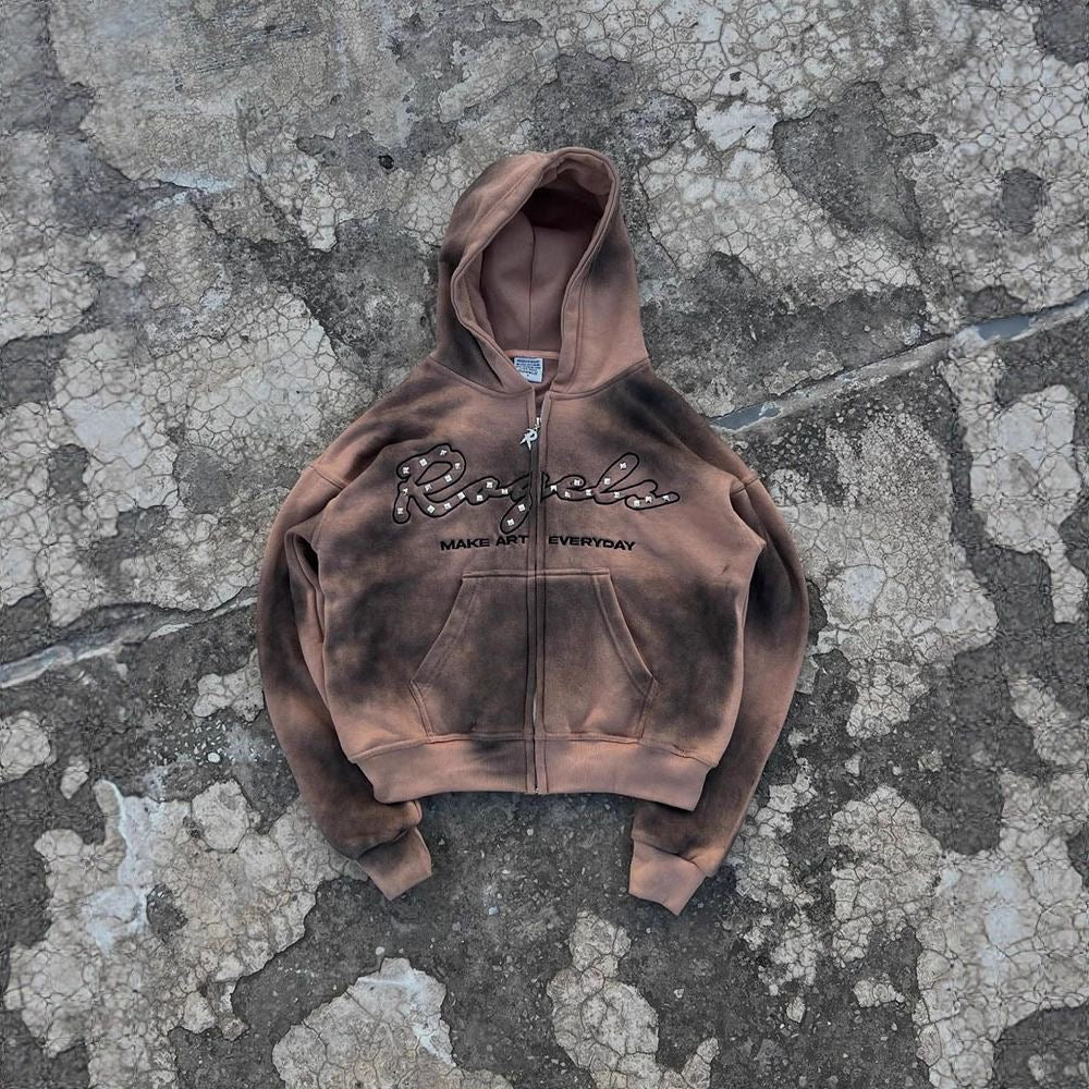 Vintage Brown Cropped Hoodie
