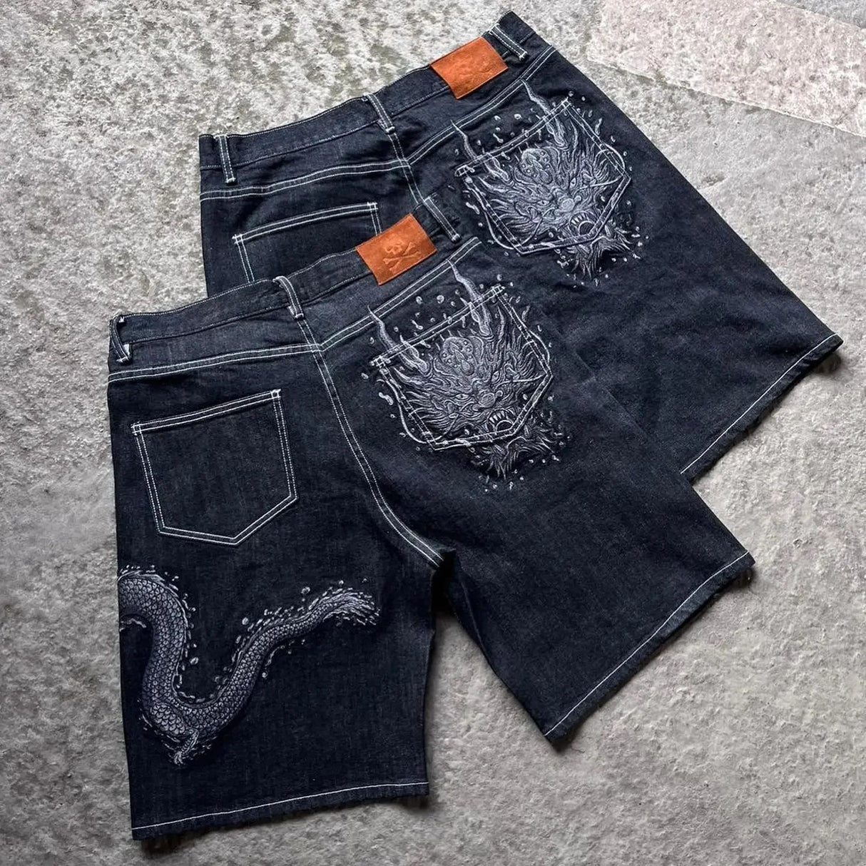 Dragon denim shorts