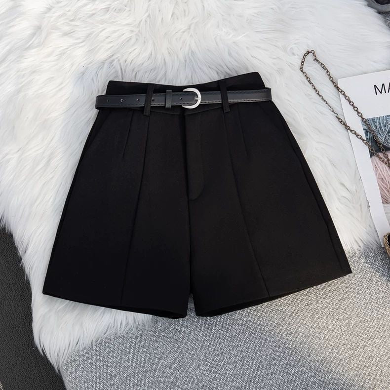 Black A-Line Tailored Shorts