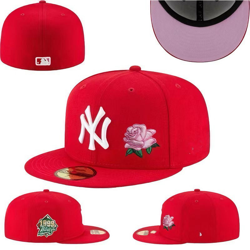 NY red fitted cap
