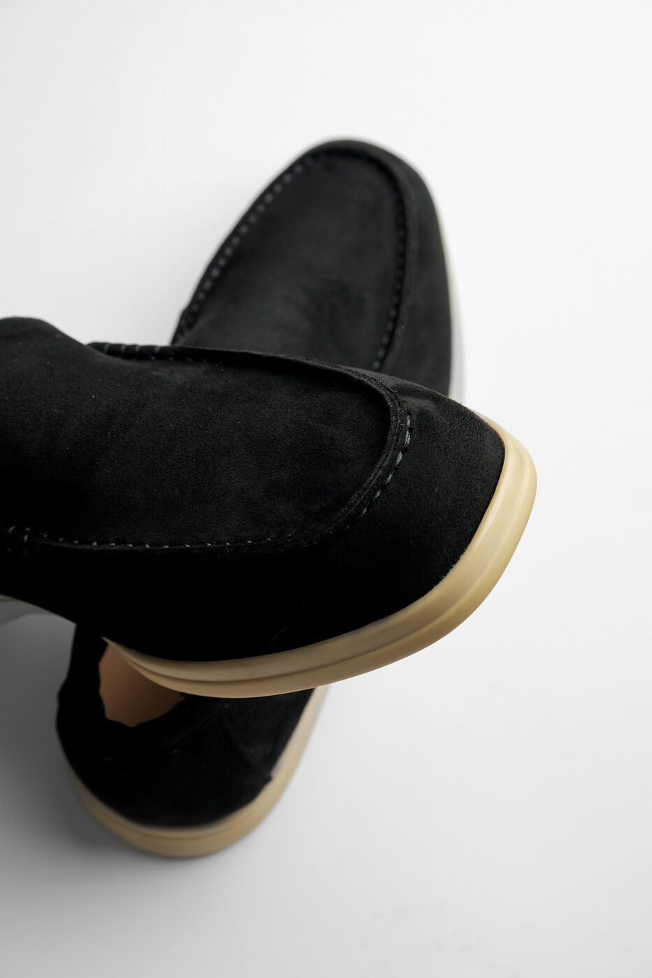 Terra Loafer — Black Suede, Beige Sole
