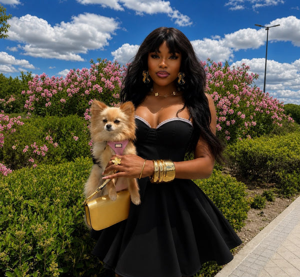 Black short satin dress