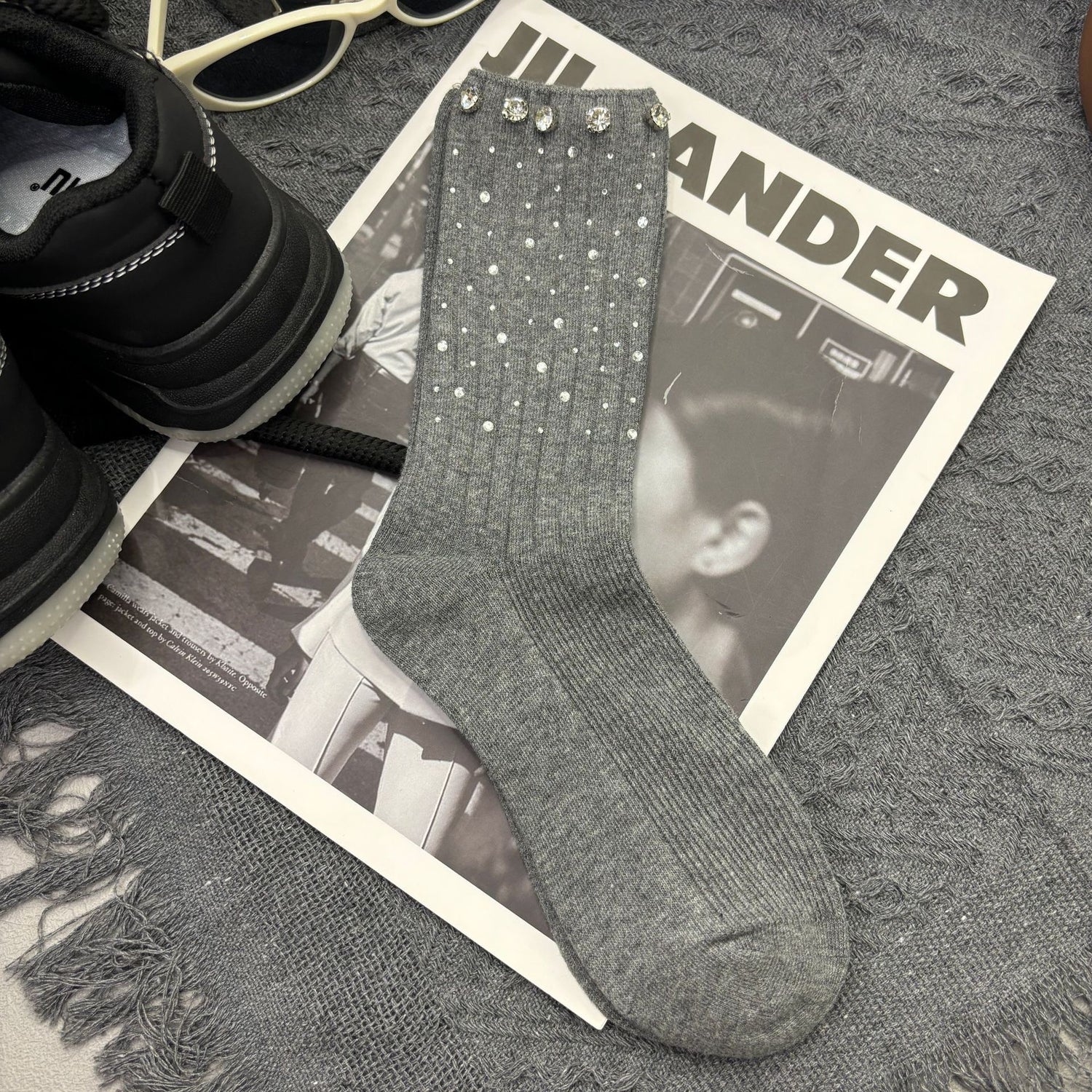 Rhinestone Crew Socks