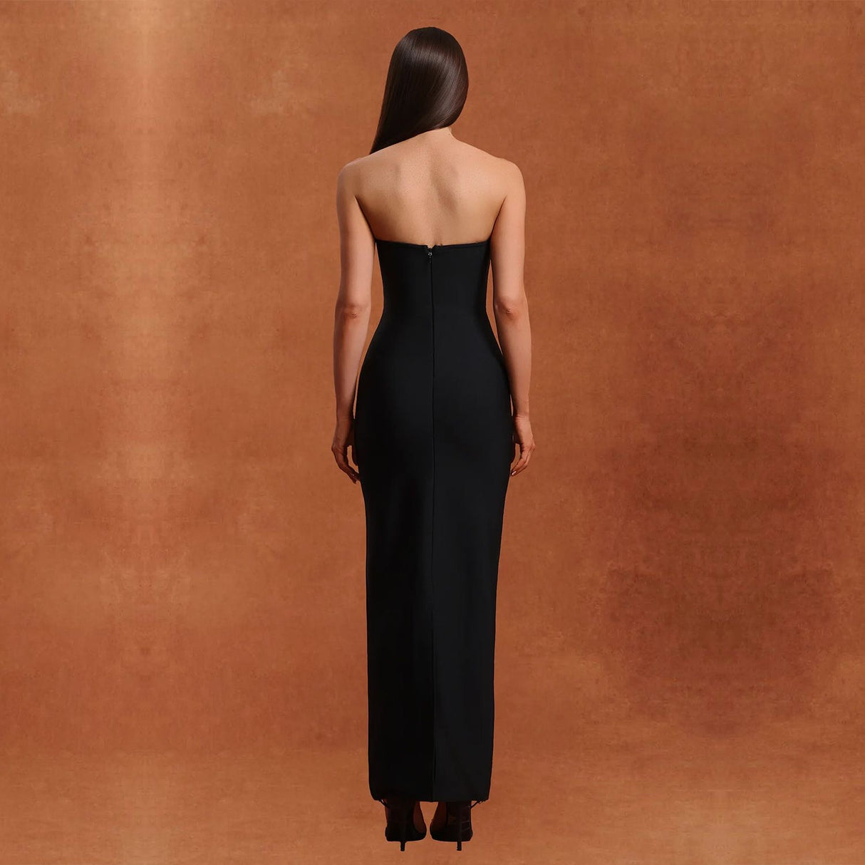 Luxury rhinestones slit strapless dress