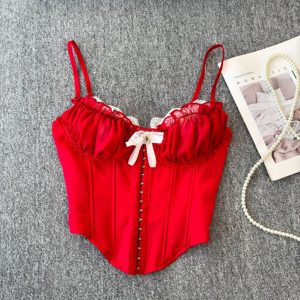 Red Outlace strapped corset