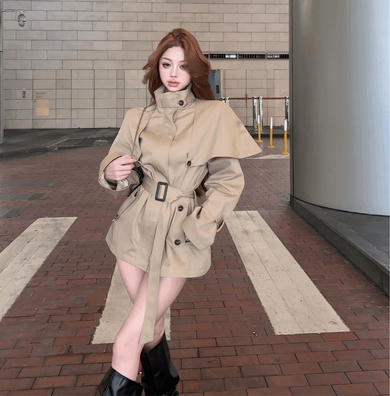 Short beige Trench Coat