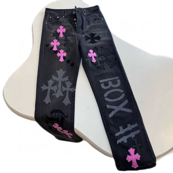 Pink and Black chrome hearts Jean