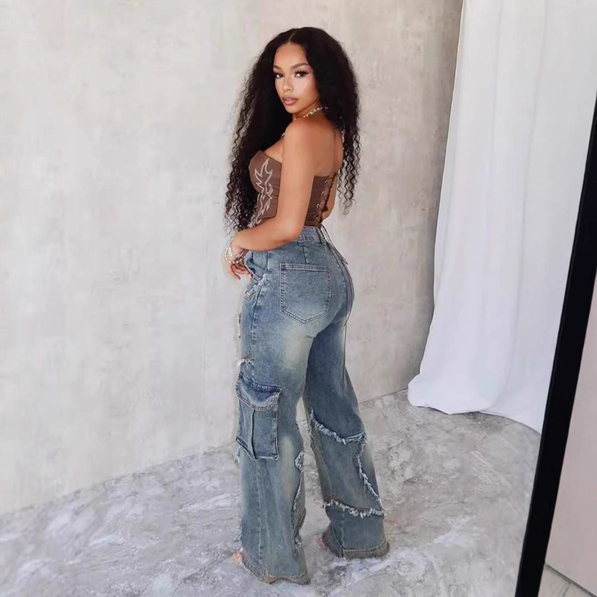 Patchwork Star Cargo Denim