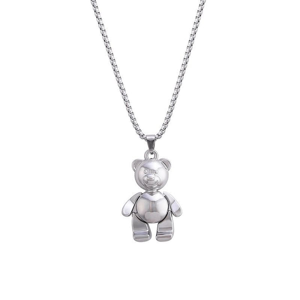 Steel bear necklace