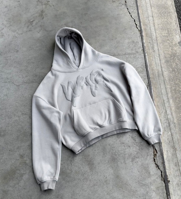 Light grey monochromatic graphic hoodie
