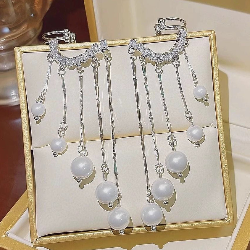 Silver pearl earrings