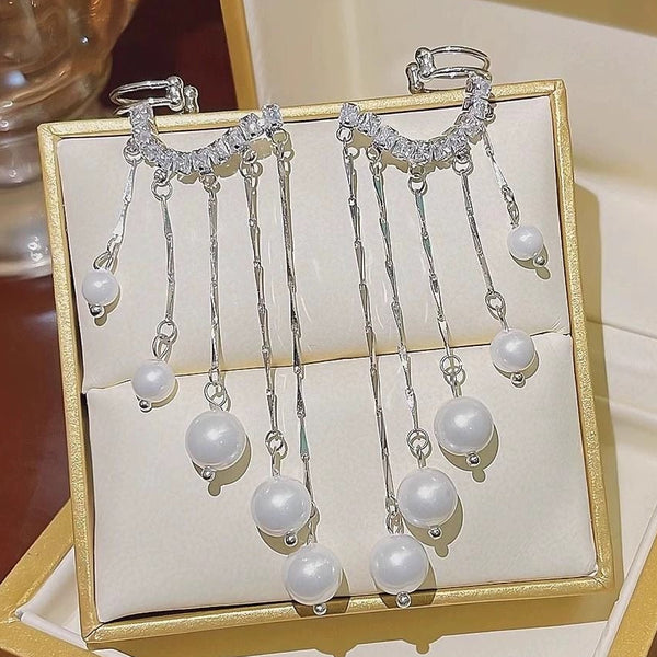 Silver pearl earrings