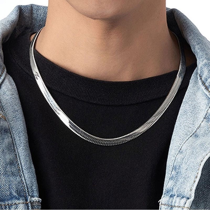 Silver snake skin necklace