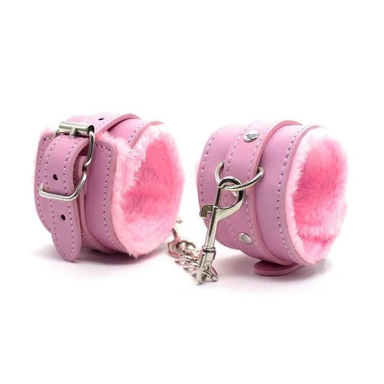 Pink leather ankle cuffs