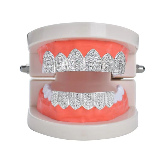 Full Set Ice-Out Silver Grills