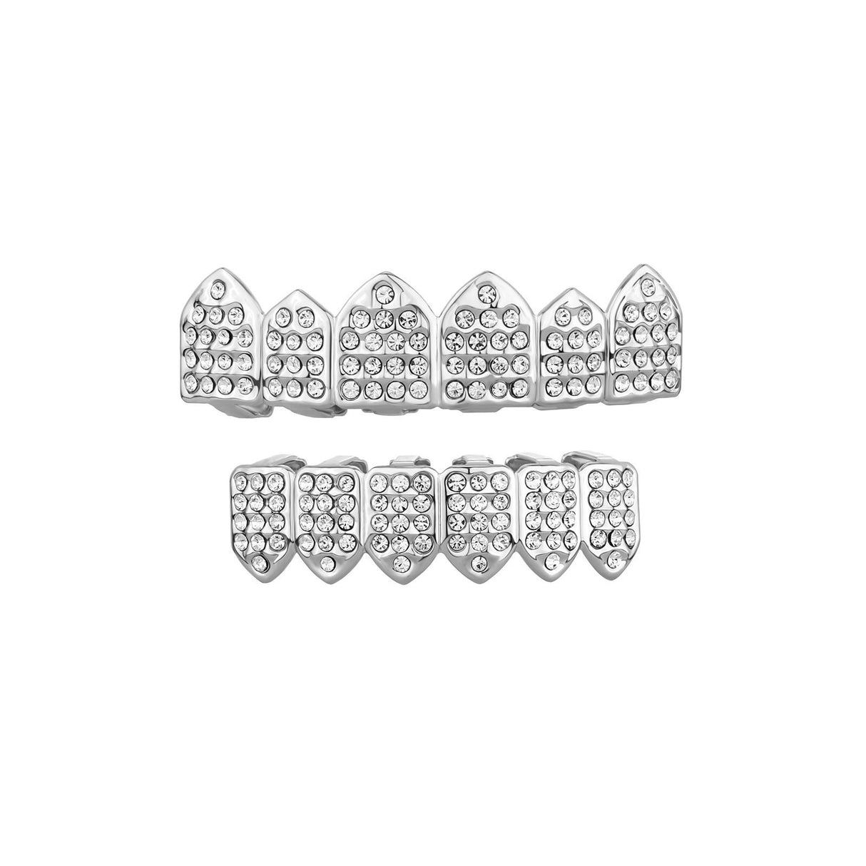 Full Set Ice-Out Silver Grills