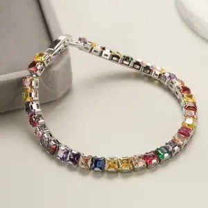 Silver Multicolor Crystal Bracelet