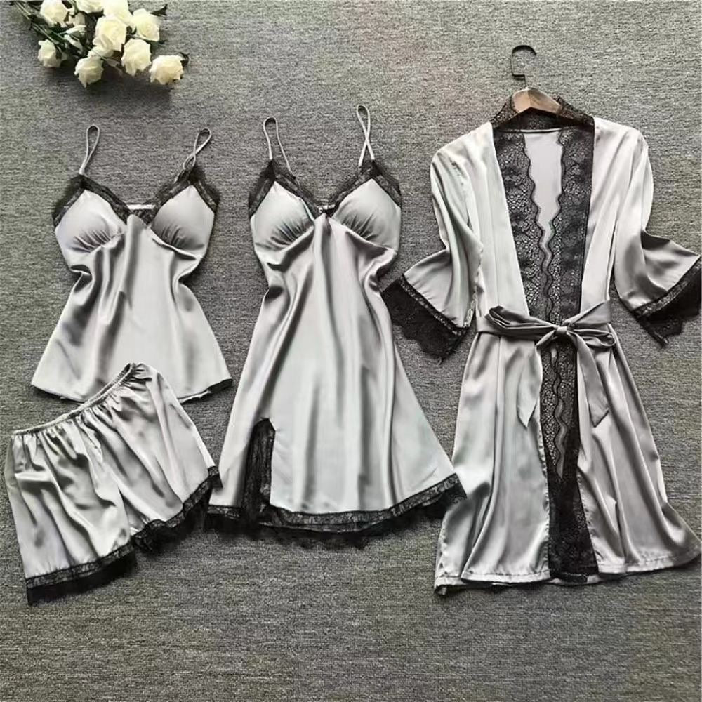 Grey 5-Piece Silk sleep Set