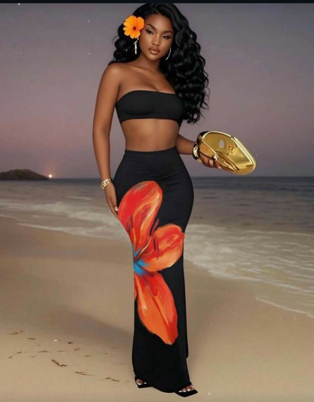 Two piece with long skirt