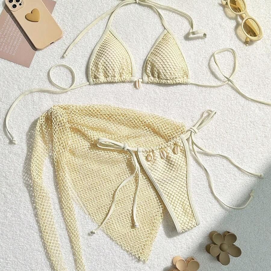 Beige Sunset Net Bikini Set