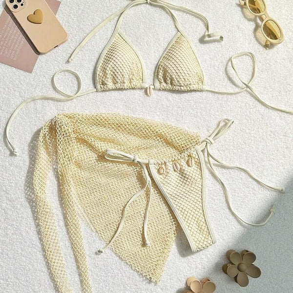 Beige Sunset Net Bikini Set