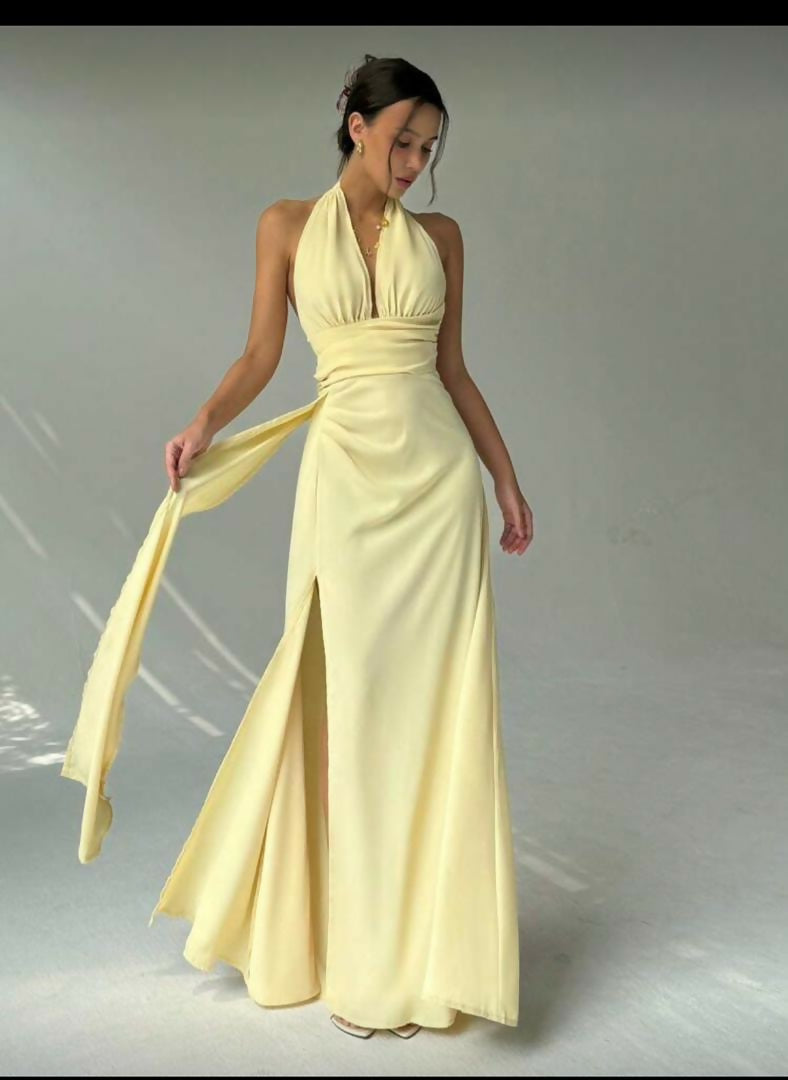 Open back slit dress