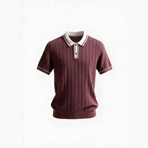 Belugga Tipped Knit Polo — Burgundy