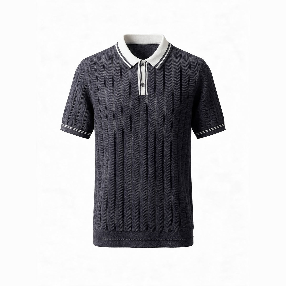 Belugga Tipped Knit Polo — Charcoal