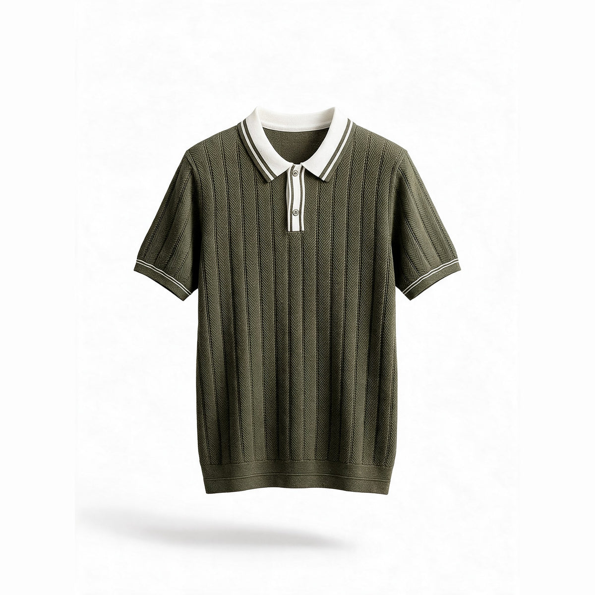 Belugga Tipped Knit Polo — Olive