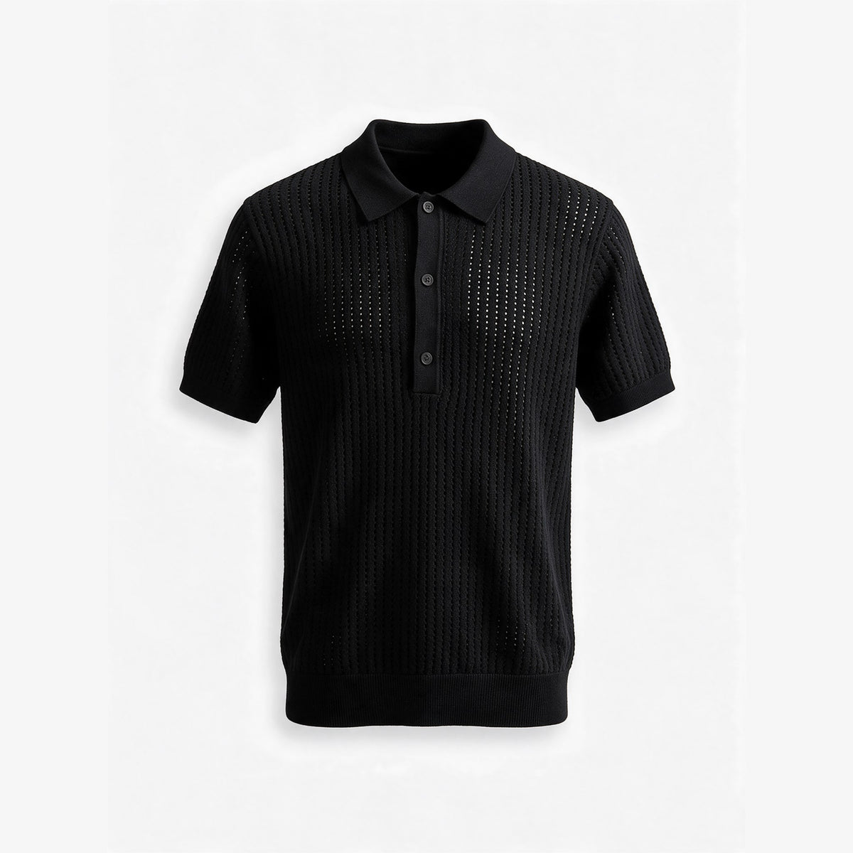 Belugga Textured Knit Polo — Black