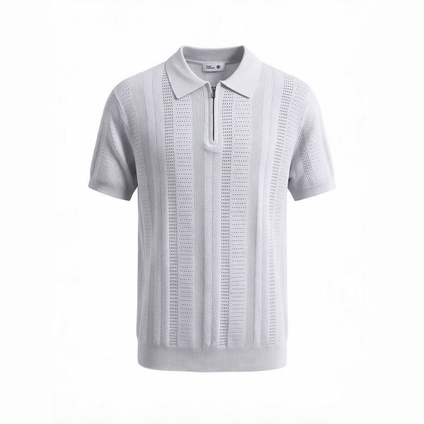 Belugga Quarter-Zip Knit Polo — Light Grey