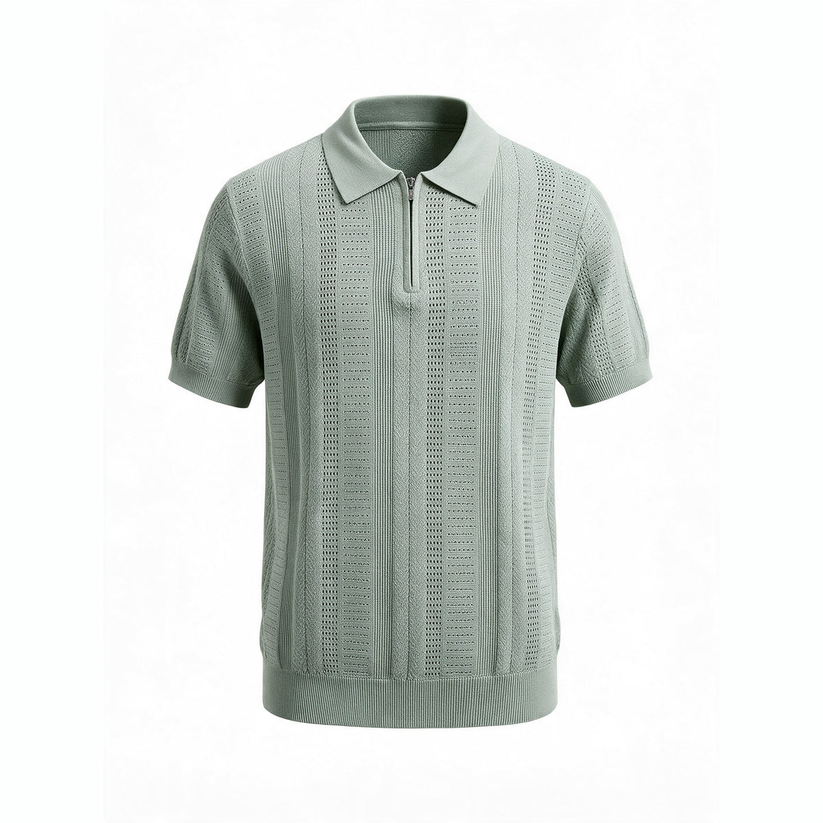 Belugga Quarter-Zip Knit Polo — Sage Green