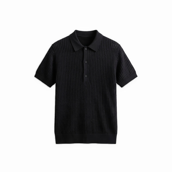 Belugga Textured Knit Polo — Black