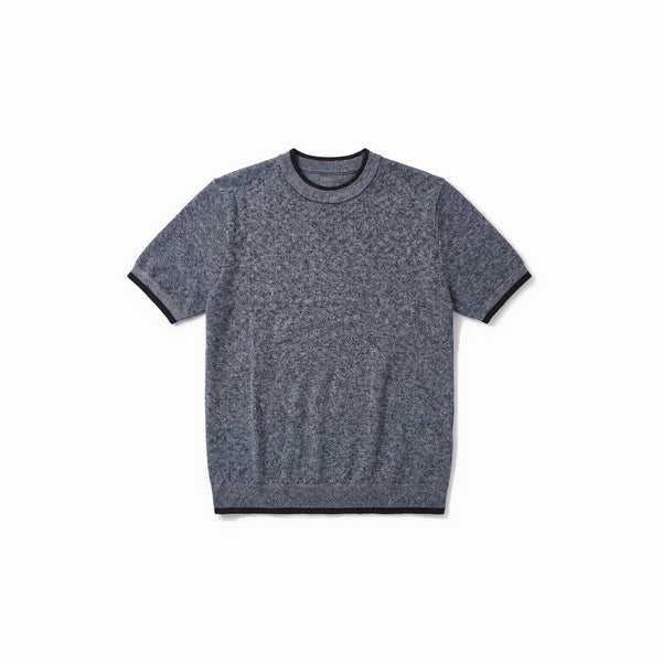 Belugga Tipped Knit Tee — Navy Marl