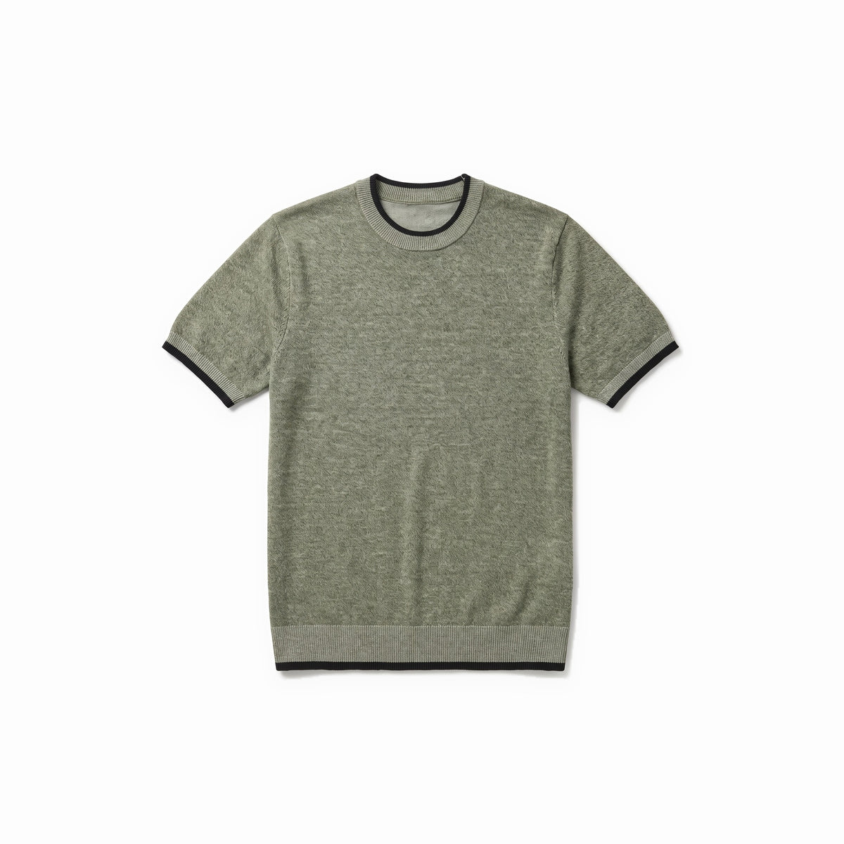 Belugga Tipped Knit Tee — Olive Marl