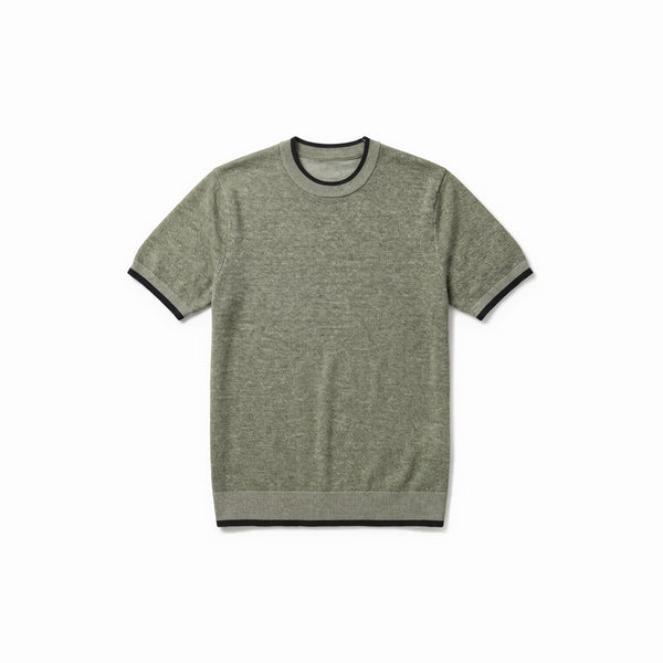 Belugga Tipped Knit Tee — Olive Marl